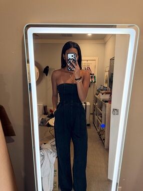 Agolde Strapless Wide-Leg Jumpsuit in Black